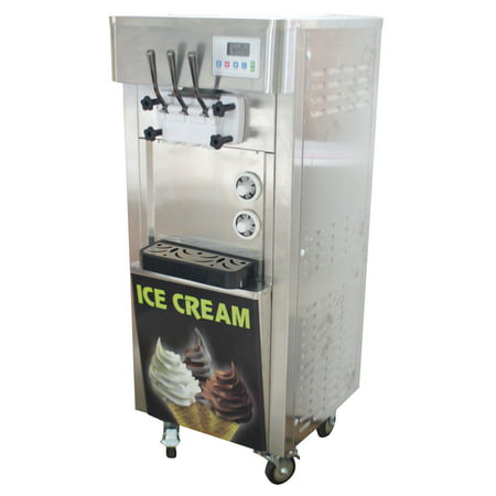 INTBUYING Commercial 3 Flavors Soft Ice Cream Cones Machine LCD Display