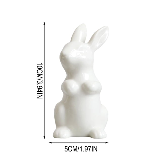 SLYNSHome Easter Bunny Decorations Mini Ceramic Rabbit Figurine Decor Vintage Bunny Figurine Spring Easter Home Decor