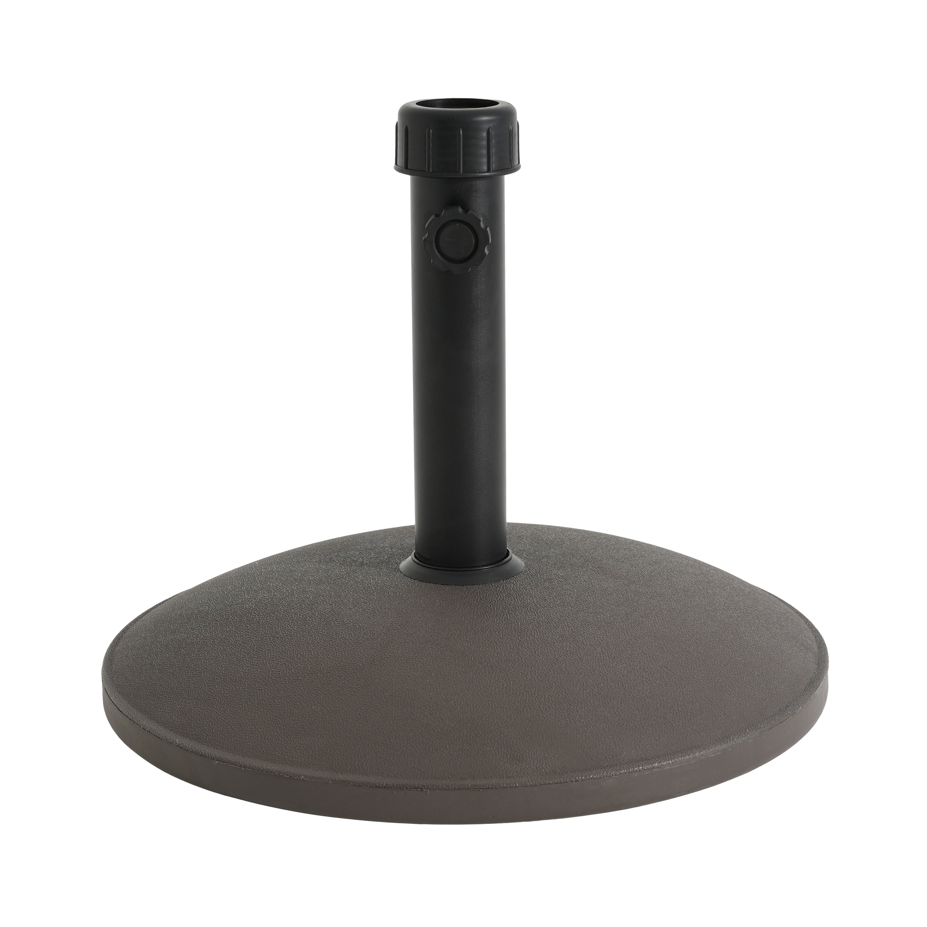 Umbrella Base 35 Pound Round with Concrete Fill and Resin Shell, Patio Umbrella Stand and Outdoor Shade Base, Brown