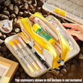 thumbnail image 3 of Pencil Case for Teenagers and Girls - 3 Compartments - Large Capacity - for School and Office (Yellow), 3 of 5