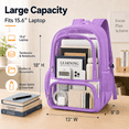 thumbnail image 2 of Lomyolo Clear Backpack for School Boys Girls Adult Transparent Bookbag with Reinforced Straps & 400D Oxford Fabric, Large Capacity Heavy Duty Backpack for Travel, Security, Work, College, Men & Women, 2 of 8