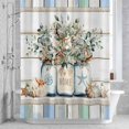 thumbnail image 2 of Eucalyptus Leaf Bathroom Shower Curtain, Starfish Shell Vase Teal Wood Grain Rope Waterproof Washable Soft Bath Curtain for Bathtub Decor with 12 Hooks&Grommet, 48x72 Inch, 2 of 9