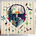 thumbnail image 1 of Vibrant Jungle Scene Shower Curtain - Heart-Shaped Rainforest Design, 1 of 5