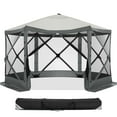 thumbnail image 3 of HOTEEL 12x12ft Pop-up Gazebo EZ Set-up Camping Canopy Tent with 6 Sides Mosquito Netting, Waterproof, UV Resistant, Portable Screen House Room, Outdoor Party Tent with Carry bag, Ground Spike, Gray, 3 of 13
