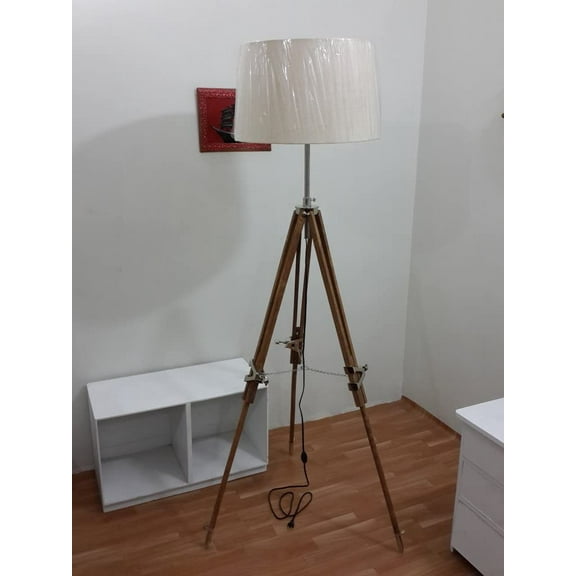 Thor Classic Sisum Wooden Tripod Floor Lamp Transit Shade Light Floor Lamp