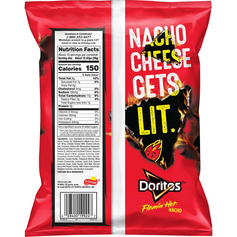 Doritos Flamin' Hot Nacho Tortilla Chips, 9.75 oz Bag 