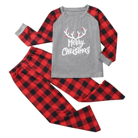 

Family Clothes Christmas Children Letter Plaid Print Top Blouse+Pants Family Clothes Pajamas Gift on Clearance
