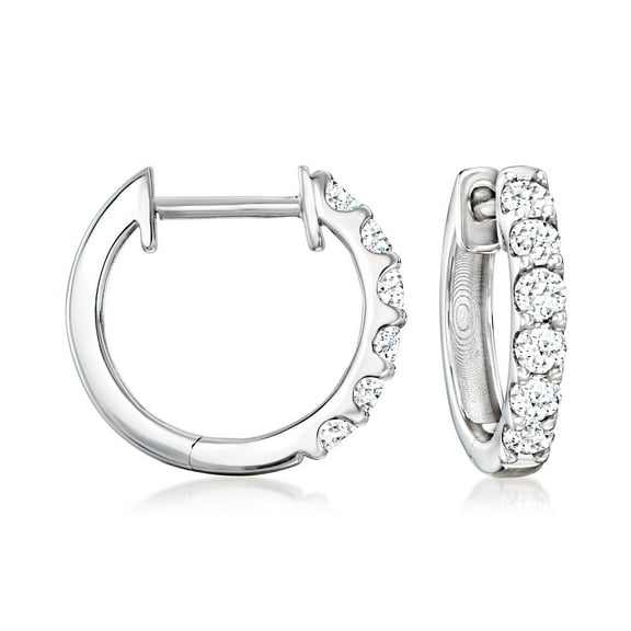 Ross-Simons 0.50 ct. t.w. Lab-Grown Diamond Huggie Hoop Earrings in Sterling Silver, Women's, Adult