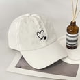 thumbnail image 2 of XFeng Beige Double Linked Heart Embroidery Baseball Cap, Solid Light Cream Adjustable Sweet Women Casual Dad Hat, 2 of 3
