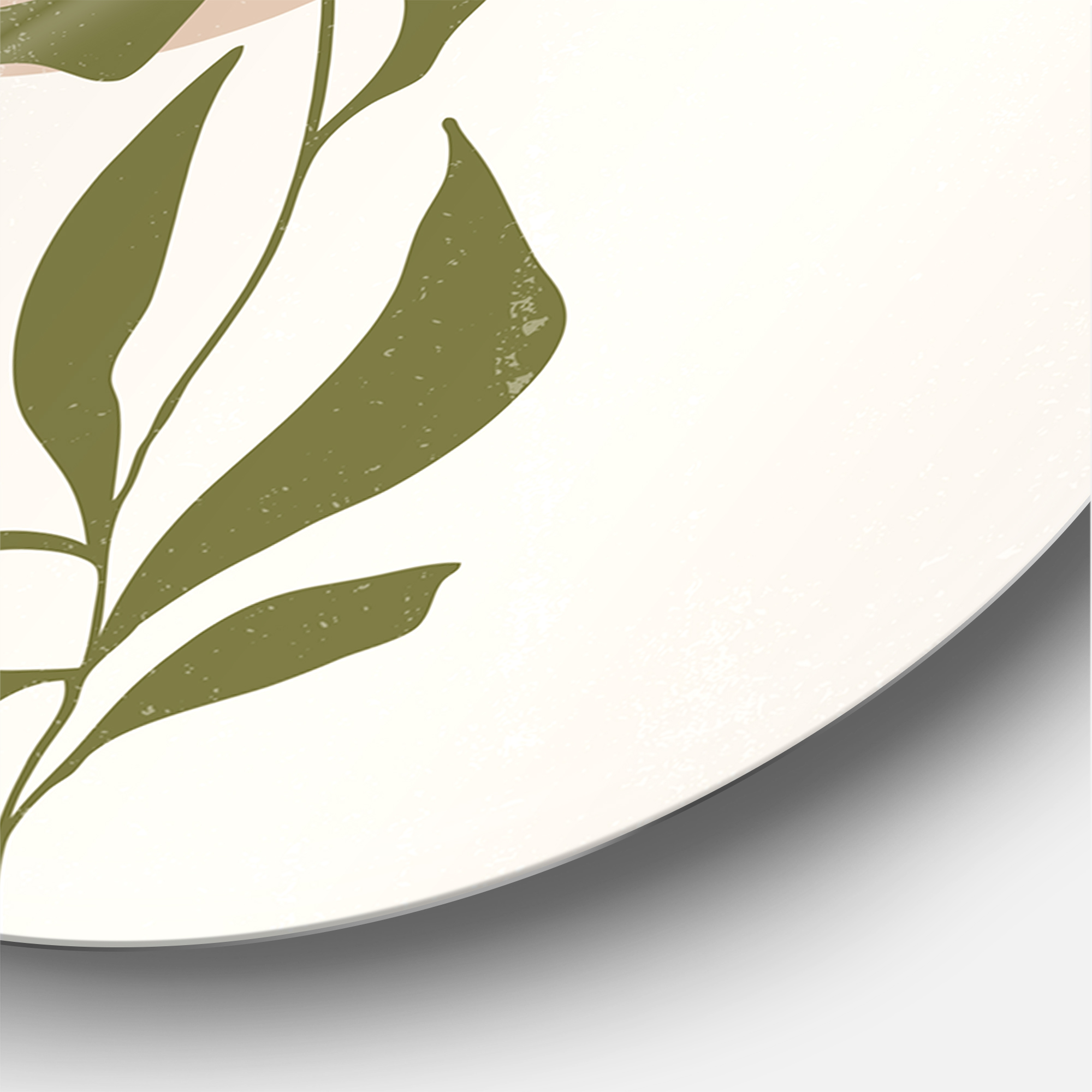 Designart 'Abstract Moon and Sun With Green Leaf III' Modern Circle Metal Wall Art 36x36 - Disc of 36