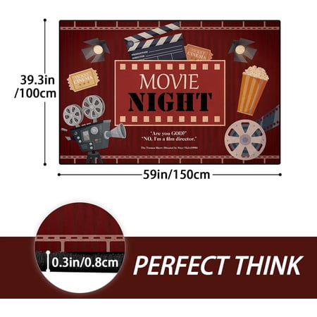 Movie Area Rugs, Movie Night Home Theater Floor Mat Upgrade Silicone Dot Non-Slip Cinema Sign Area Carpet, Large Vintage Film Rugs for Home Cinema Living Room Bedroom Decor (60" x 40", Movie 1)