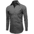 thumbnail image 2 of Omega Italy Men's Long Sleeve Dress Shirt Solid Color Regular Fit 25 Colors, 2 of 5