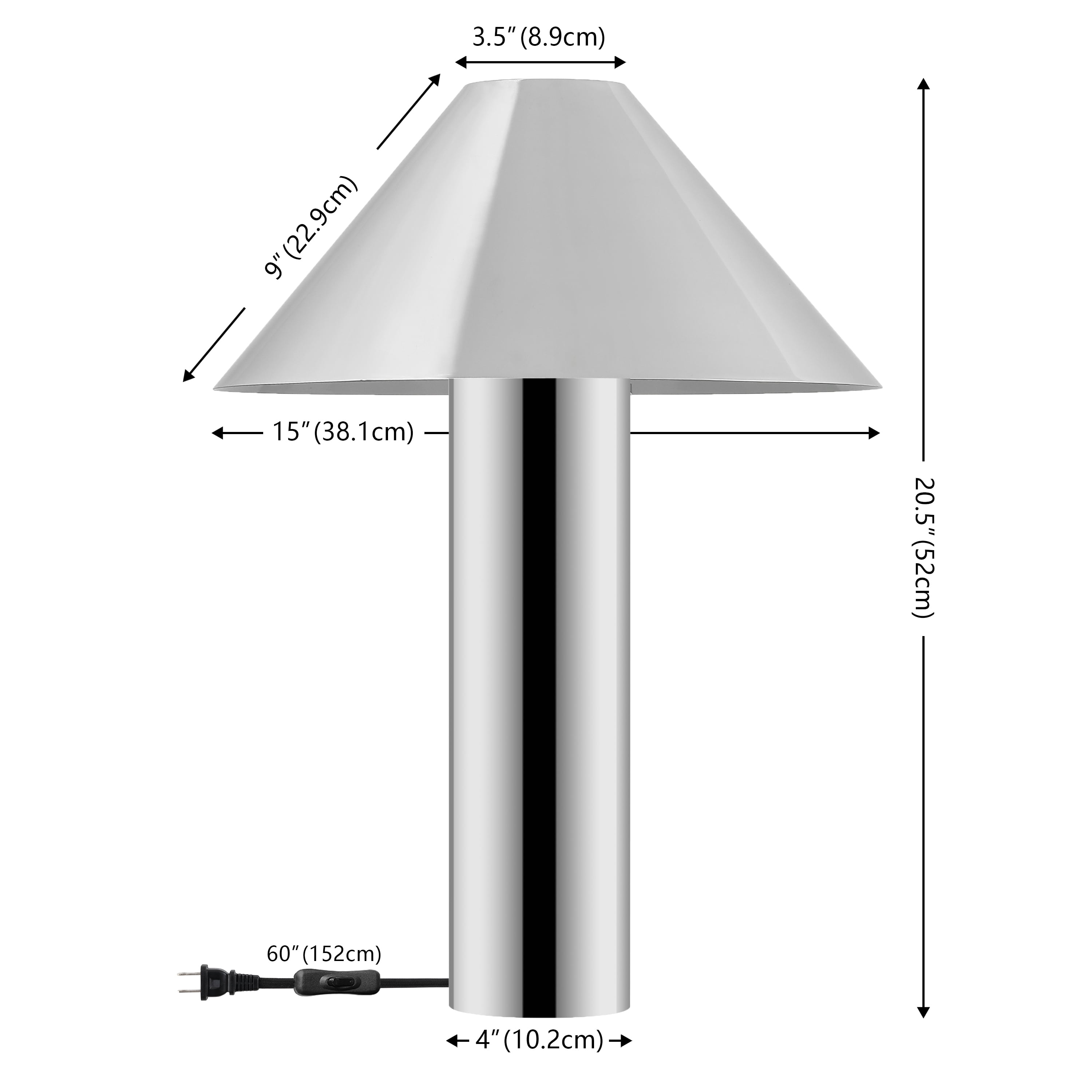 Safavieh Pia 20.5" Modern Metal Table Lamp with Chrome Shade