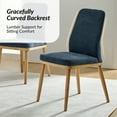 thumbnail image 6 of Upholstered Dining Chairs Armless Side Chairs Set of 2 High Back Solid Wood Legs Living Room Kitchen Navy, 6 of 7