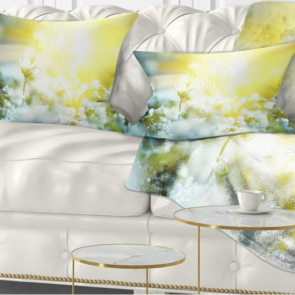 Designart Beautiful White Flowers At Sunrise - Flower Throw Pillow - 12x20