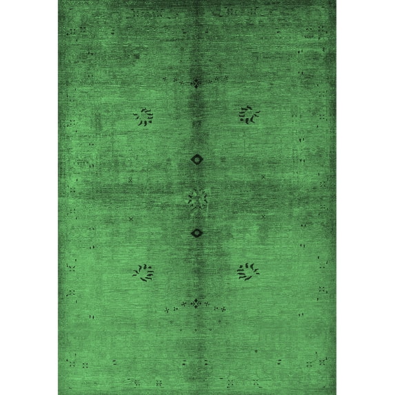 Ahgly Company Indoor Rectangle Oriental Emerald Green Industrial Area Rugs, 3' x 5'