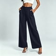 thumbnail image 5 of Oiangi Wide Leg Dress Pants for Women High Waist Stretchy Ruched Slacks Casual Basic Business Work Trousers with Pockets Black 3XL, 5 of 9