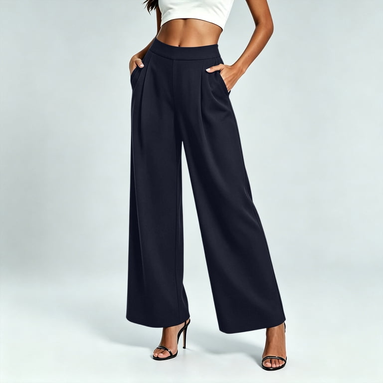 women pleated dress pants tarylea Womens Dress Pants Flat Front High Waisted Straight Leg Pleated  Trousers Casual Loose Work Office Plain Pants