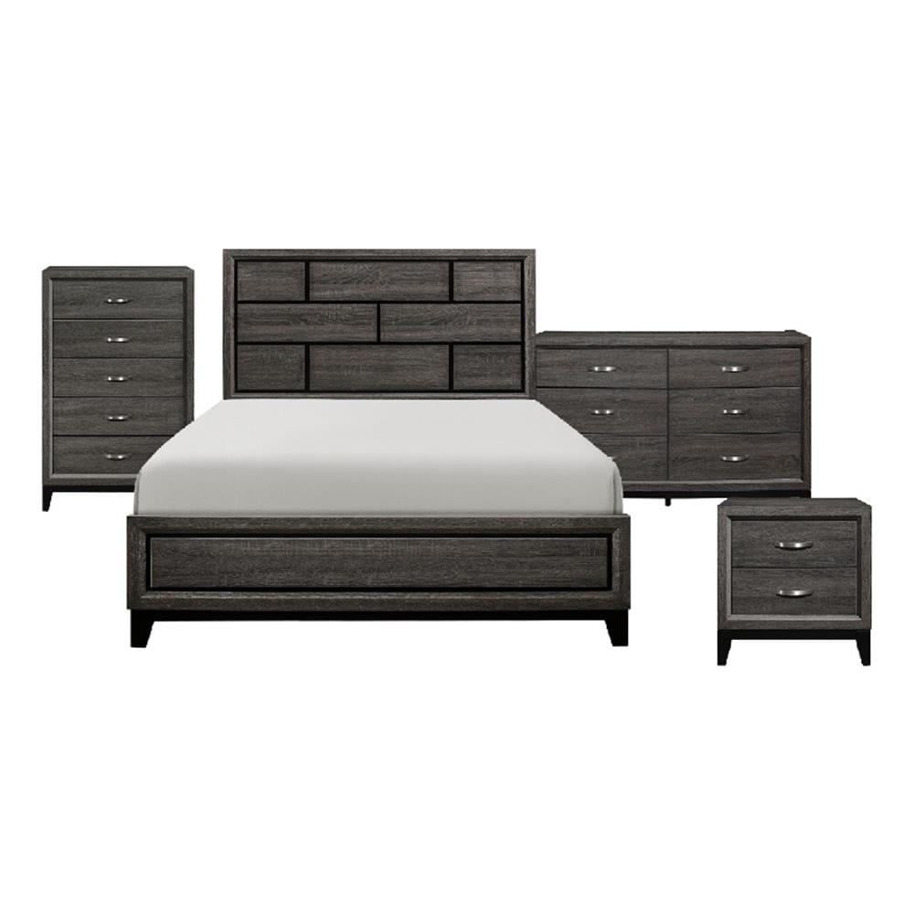 Queen Bedroom Set- 4 Piece Set with Nightstand- Dresser- and Chest