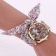 thumbnail image 2 of Reloj de pulsera de cuarzo de aleación con correa de tela floral para mujer a la moda, reloj de pulsera informal para regalo (#4), 2 of 4