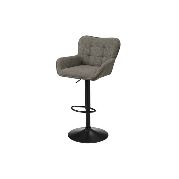 Barstool - Set Of 2 - Adjustable - Swivel - Bar - Counter - Taupe Fabric