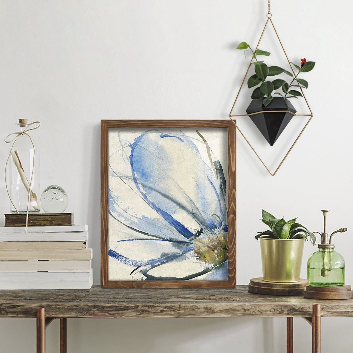 Cobalt & Paynes Petals I - Framed Print w/glass - Walnut
