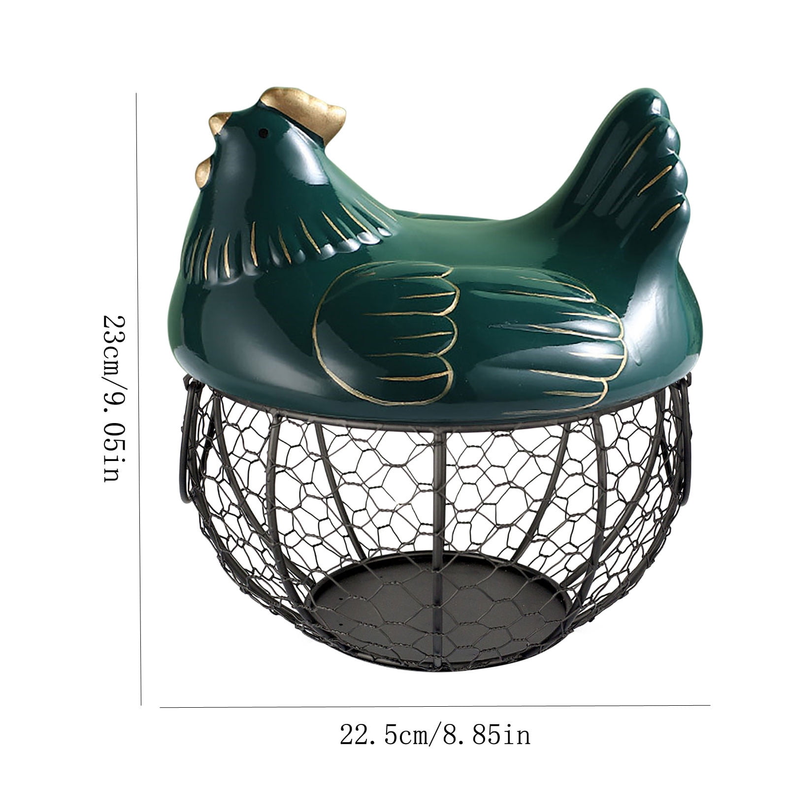 Dengmore Eggs Holder Basket Organizer Storage Ceramic Fruit Container Kitchen Hen Decor Green