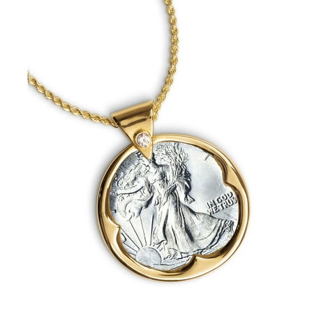 American Coin Treasures Walking Liberty Half Dollar Goldtone Pendant