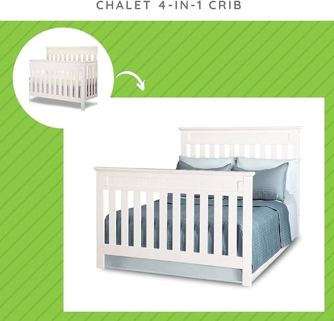 Full-Size Conversion Kit Bed Rails for Chalet Crib by Delta Children - #0050 (White Ambiance - 108)