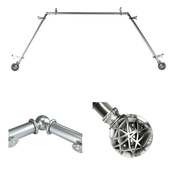 Domovina Ginny 13/16-inch Bay WIndow Single Curtain Rod-Color:Satin Nickel