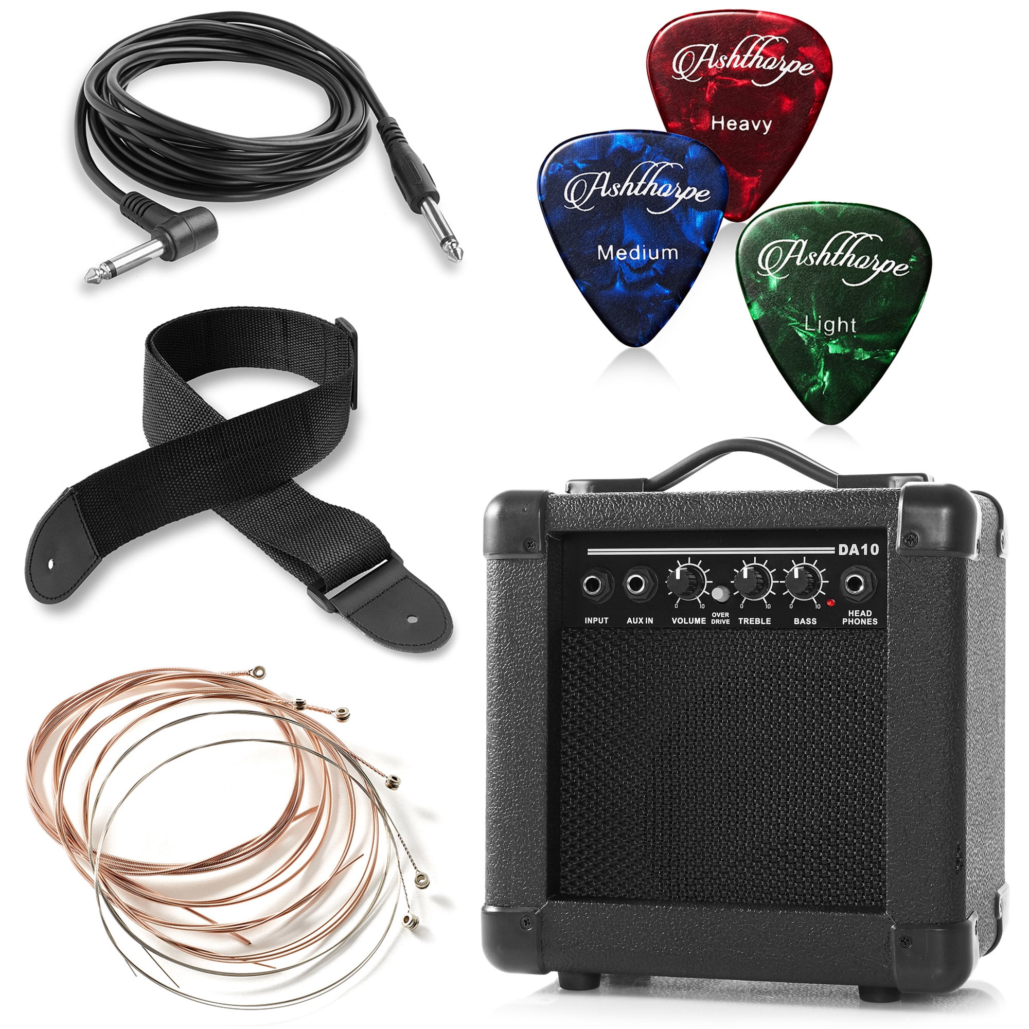 Ashthorpe Cutaway Dreadnought Acoustic Electric Guitar with 10-Watt Amp, Black