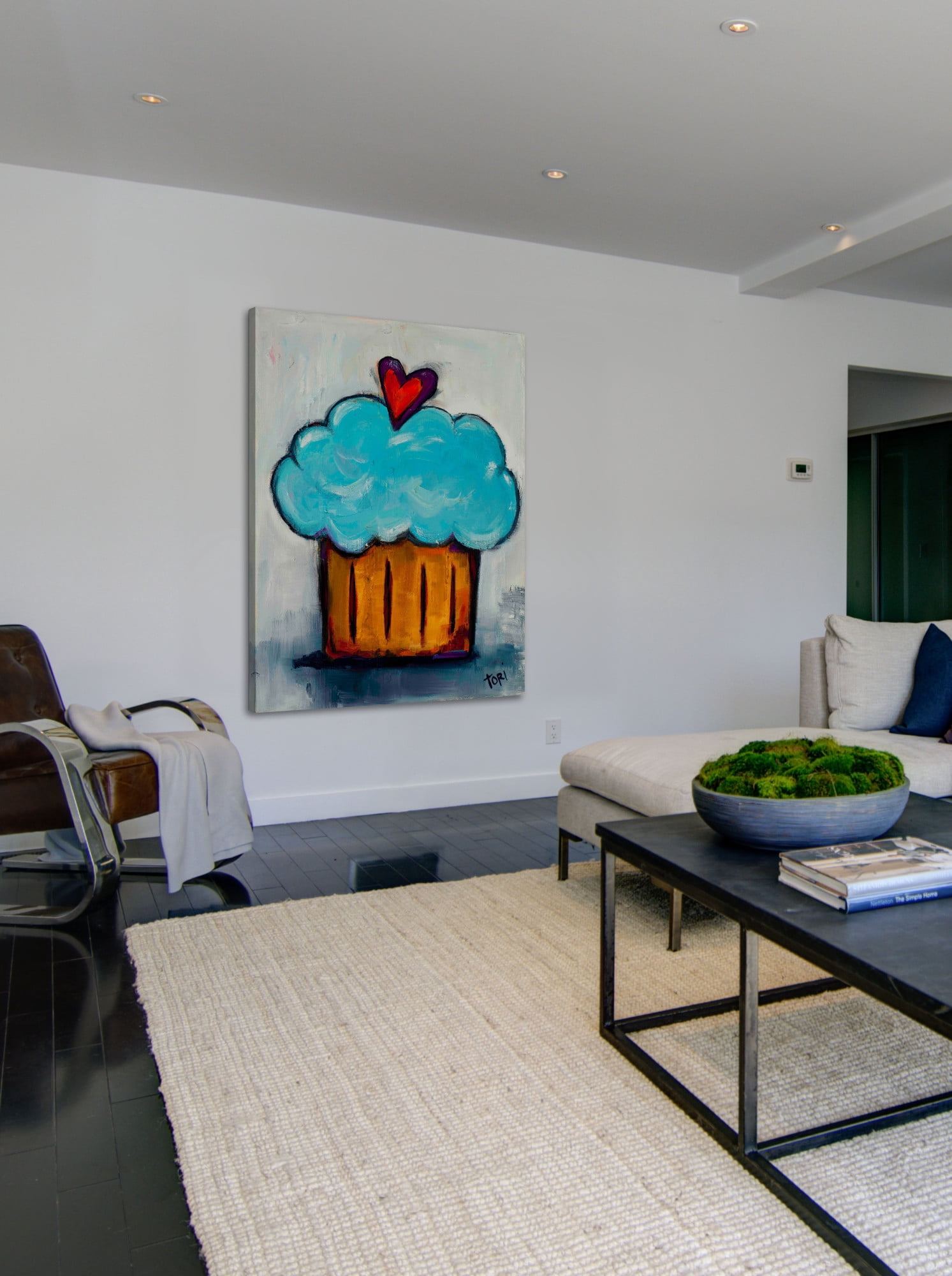Marmont Hill "Blue Cupcake" by Tori Campisi Painting Print on Canvas