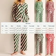thumbnail image 3 of Women's Long Sleeve Striped Pajama Set Lapel Jacket Pants Casual Soft Comfortable Loungewear Home Sleep Minimalist Fashion Two-Piece Outfit Wine S, 3 of 5
