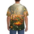 thumbnail image 3 of Xecao Butterflies In Flower Field Men's Casual Short-sleeved Shirt, a button-up collared shirt with a pocket-Large, 3 of 5