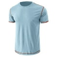 thumbnail image 5 of Yufatyle Men Short Sleeve Cotton Stand-up Collar Slim T Shirts For Man Light Blue XL, 5 of 6