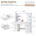 thumbnail image 3 of Merluxy 47.2" Girls Vanity Desk with Mirror and Adjustable LED Lights, 7 Drawers Makeup Table with Glass Top and Charging Station, White, 3 of 9