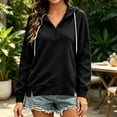 thumbnail image 4 of Cmfcve Women's Casual Half Zip Hoodies Long Sleeve Solid Color Pullover Hooded Sweatshirts with Pockets, 4 of 7