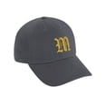 thumbnail image 2 of Daxton Low Profile Adjustable Baseball Dad Hat Cap Old English Font Alphabet A to Z, Charcoal Hat Gold M, 2 of 4