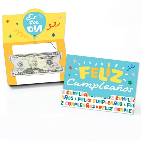 Big Dot of Happiness Feliz Cumpleanos - Happy Birthday Party Money And Gift Card Holders - Set of 8