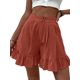 thumbnail image 1 of Txlixc Pantalones cortos casuales de verano para mujer, pantalones de pierna ancha de cintura alta de color sólido con dobladillo con volantes, S/ M/ L/ XL/ XXL Txlixc Estilo de ocio, 1 of 3