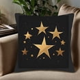 thumbnail image 5 of Set of 2 Decorative Throw Pillow Covers 18x18in - Elegant Black with Golden Stars in Circular Pattern Perfect for Couch Bed or Car, 5 of 8