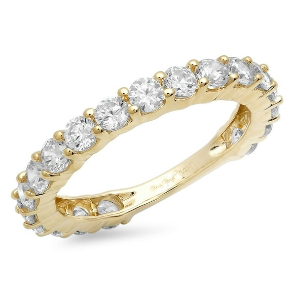 1.26 ctw Wedding Band for Women - 18K Yellow Gold Moissanite Stackable Eternity Ring