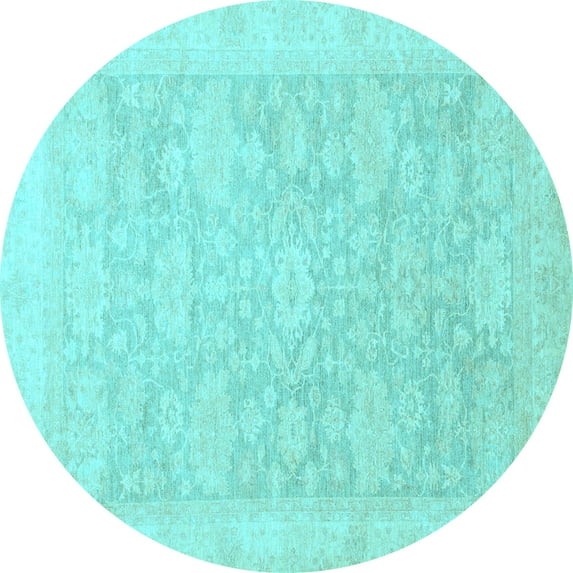 Ahgly Company Indoor Round Oriental Light Blue Traditional Area Rugs, 6' Round