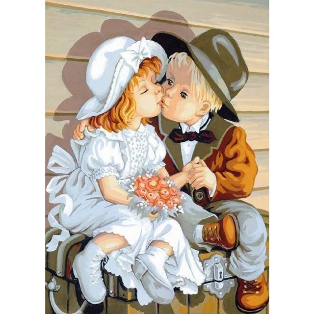 Cuadros Decorativos Niño y niña 5D DIY Diamond Painting Kits Resin Full Round DQrwqpou Nuevos Originales