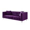 thumbnail image 5 of Inspired Home Grant Purple Velvet Sofa - Biscuit Tufted | Lucite Leg | Sinuous Springs, 5 of 11