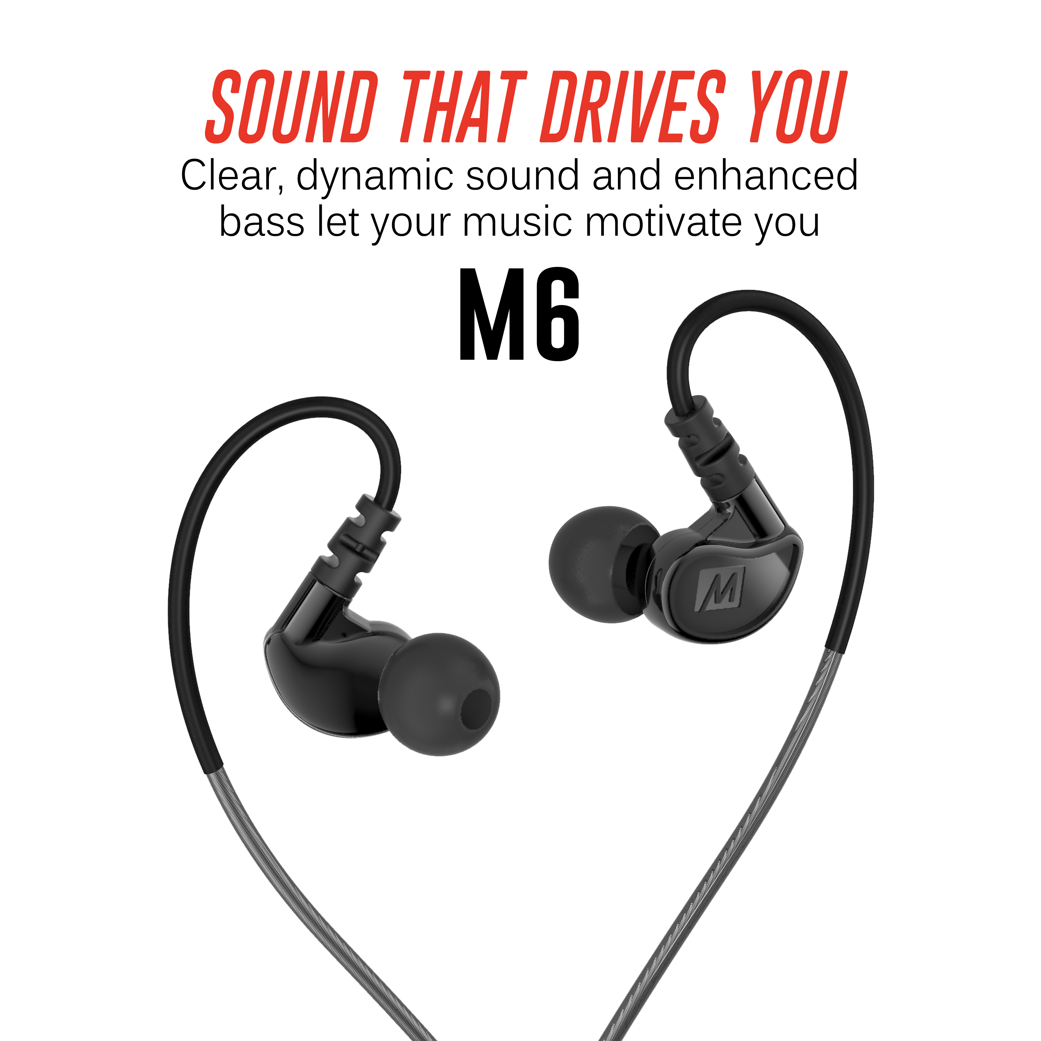 MEE Audio M6 Sport Wired Earbuds, Sweatproof, Black photo 2