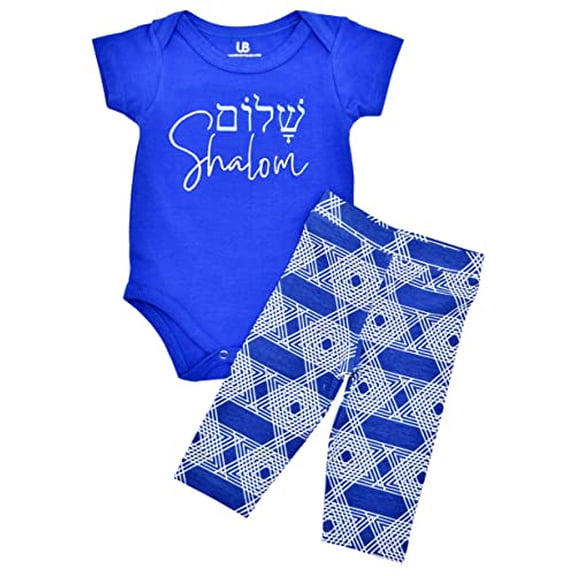 Unique Baby Jewish Hanukkah Shalom Star of David Baby Outfit (3M, Blue)
