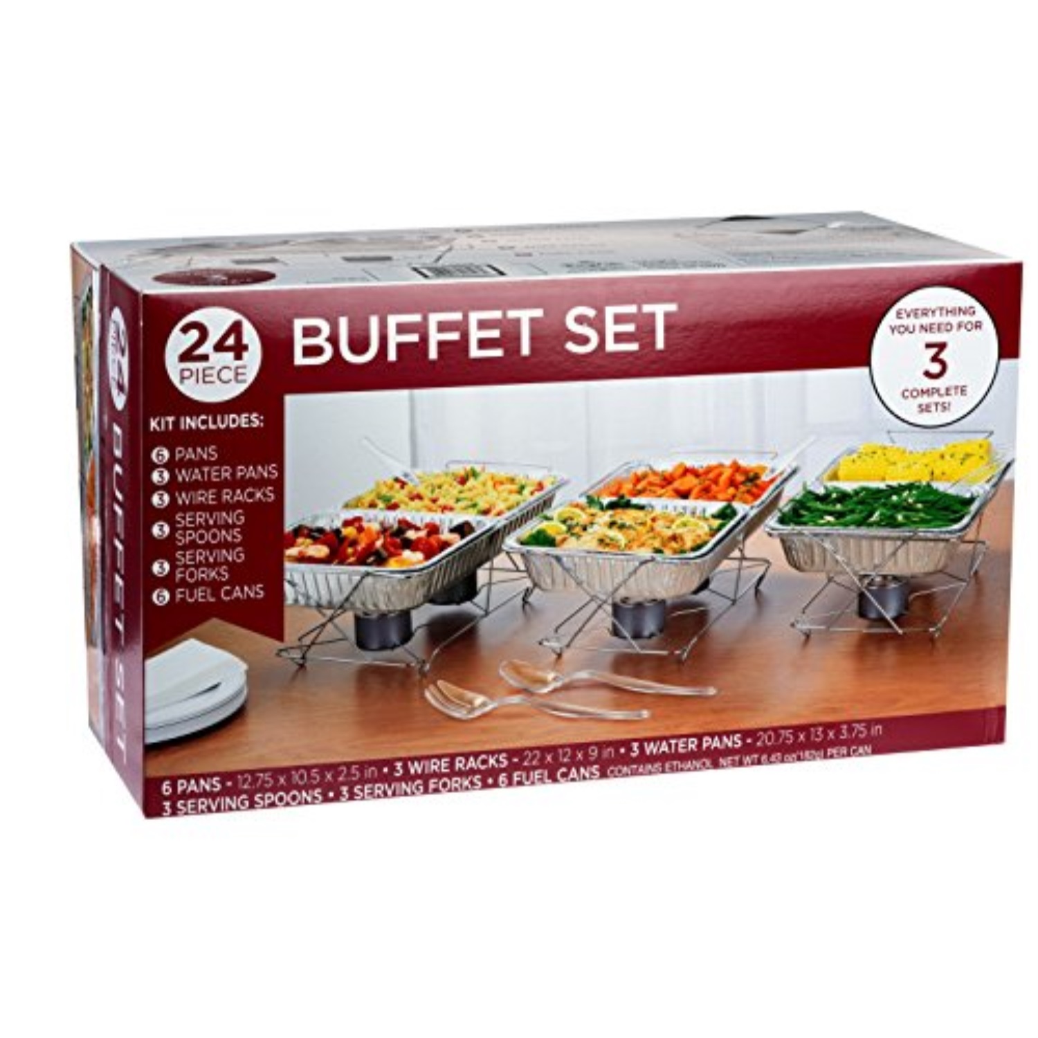 24 piece party serving kit includes chafing kits and serving utensils