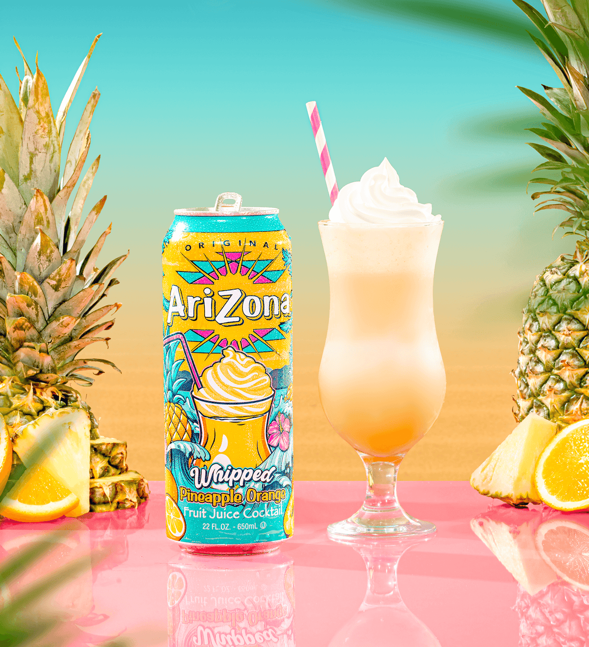 Arizona Whipped Pineapple Orange Fruit Juice, 22 fl oz Can, 24‑Pack