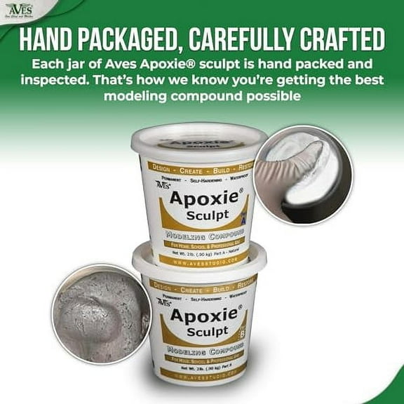 Aves Apoxie Sculpt - 2 Part Modeling Compound (A & B) - 4 Pound, Apoxie Sculpt for Sculpting, Modeling, Filling, Repairing, Easy to Use Self Hardening Modeling Compound – Natural